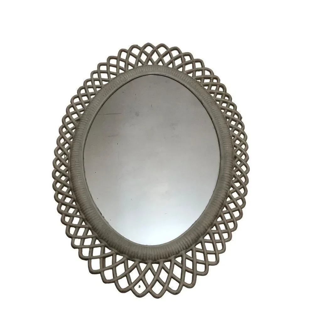 Vintage Wall Mirror Mid-Century Modern Oval Sunburst Frame